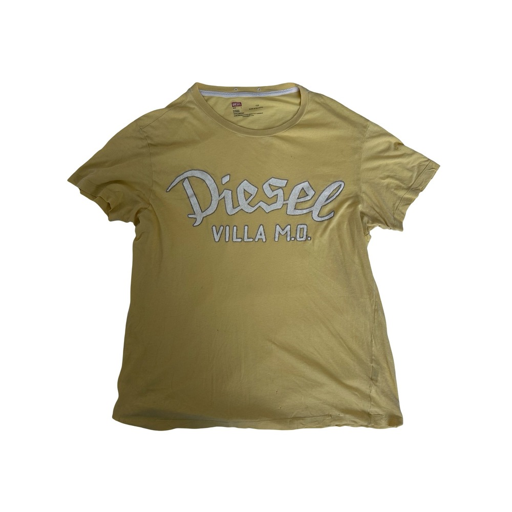 Diesel Villa M.O. Graphic T-Shirt Yellow Cotton Crewneck Short Sleeve Large